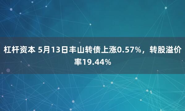 杠杆资本 5月13日丰山转债上涨0.57%，转股溢价率19.44%