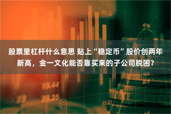股票里杠杆什么意思 贴上“稳定币”股价创两年新高，金一文化能否靠买来的子公司脱困？
